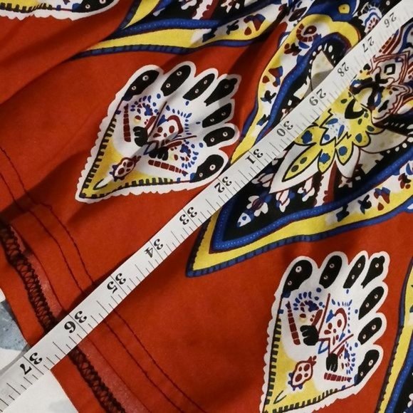 Lildy Surpliced Red Multicolor‎ Ruched Smocked Dress, Size S/M - Picture 10 of 10